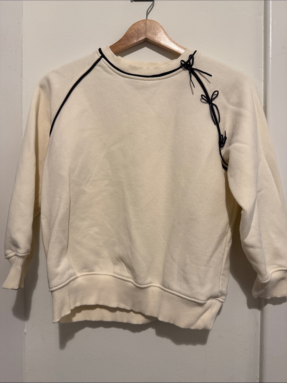 Zara Cream Sweatshirt with Black Trim